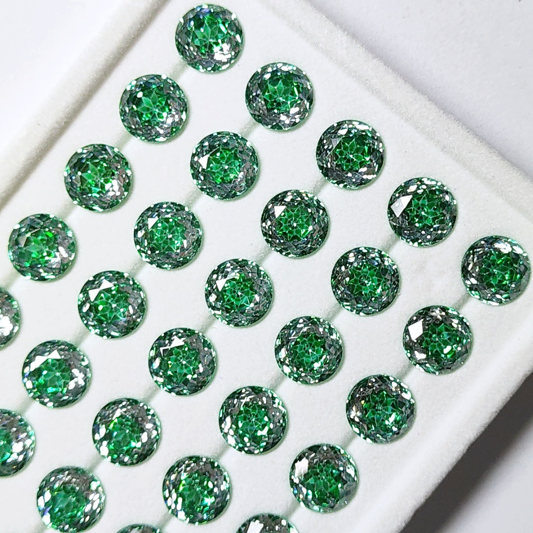 5A 6-8mm Round Coated Sandwich Rose Cut Loose CZ Stone - 2pcs