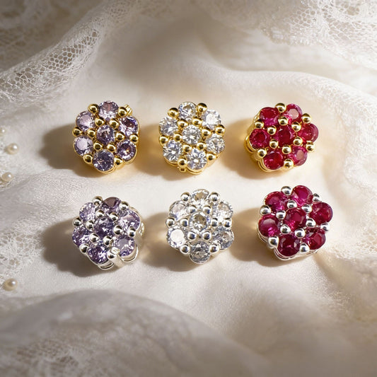 10pcs CZ-Set Flower Circle Spacer Bead