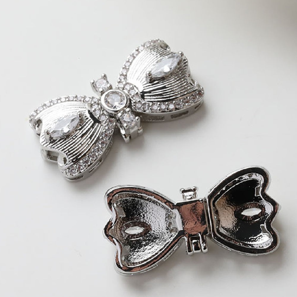 Bow Shaped Paved Rhinestone Closure