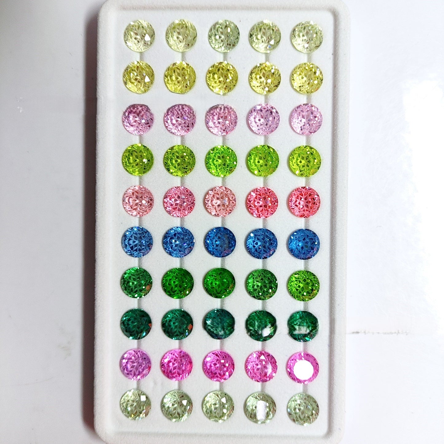 5A 6-8mm Round Snow Crystal Cut Loose CZ Stone - 2pcs