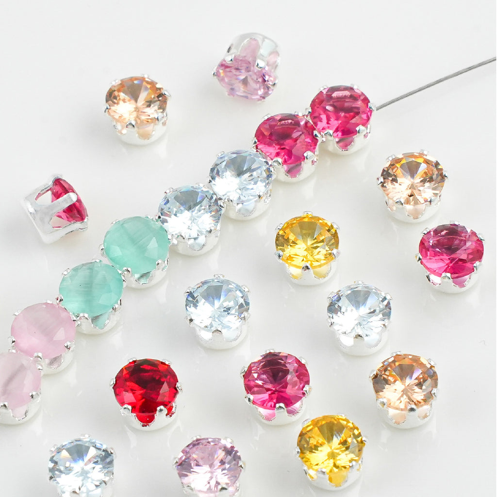 (100pcs)4MM Round Prong-Set CZ