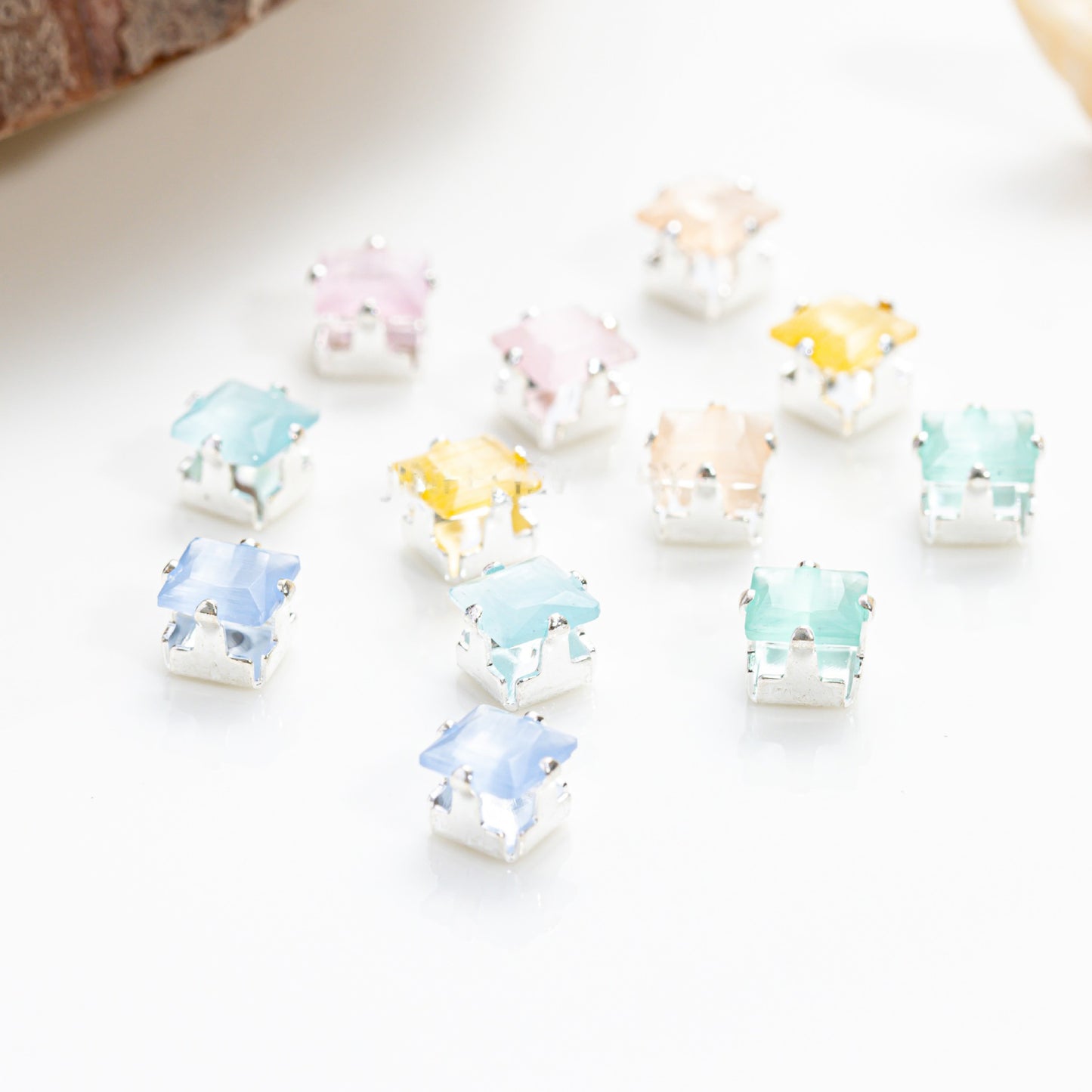 4mm Cat Eye Square Zircon Beads