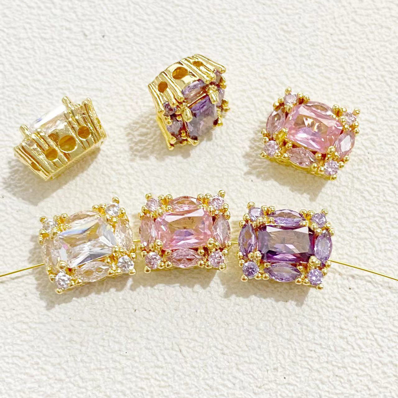 CZs Rectangle Spacer-5pcs