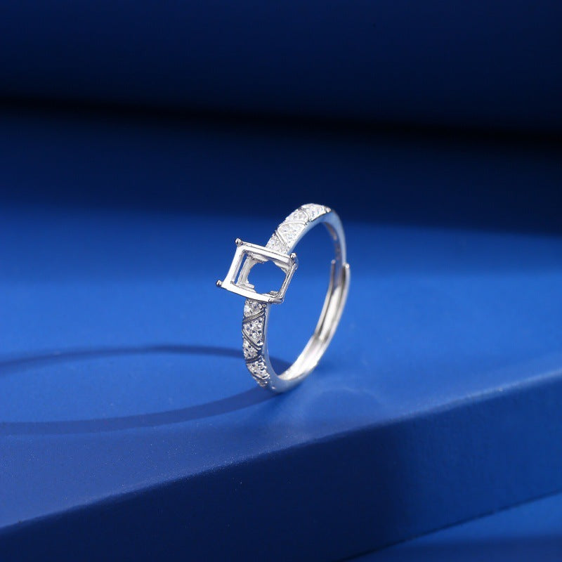 925 Sterling Silver Ring Mount for 5x7mm Rectangle Multi-Stone, Minimalist Luxury Designer Setting