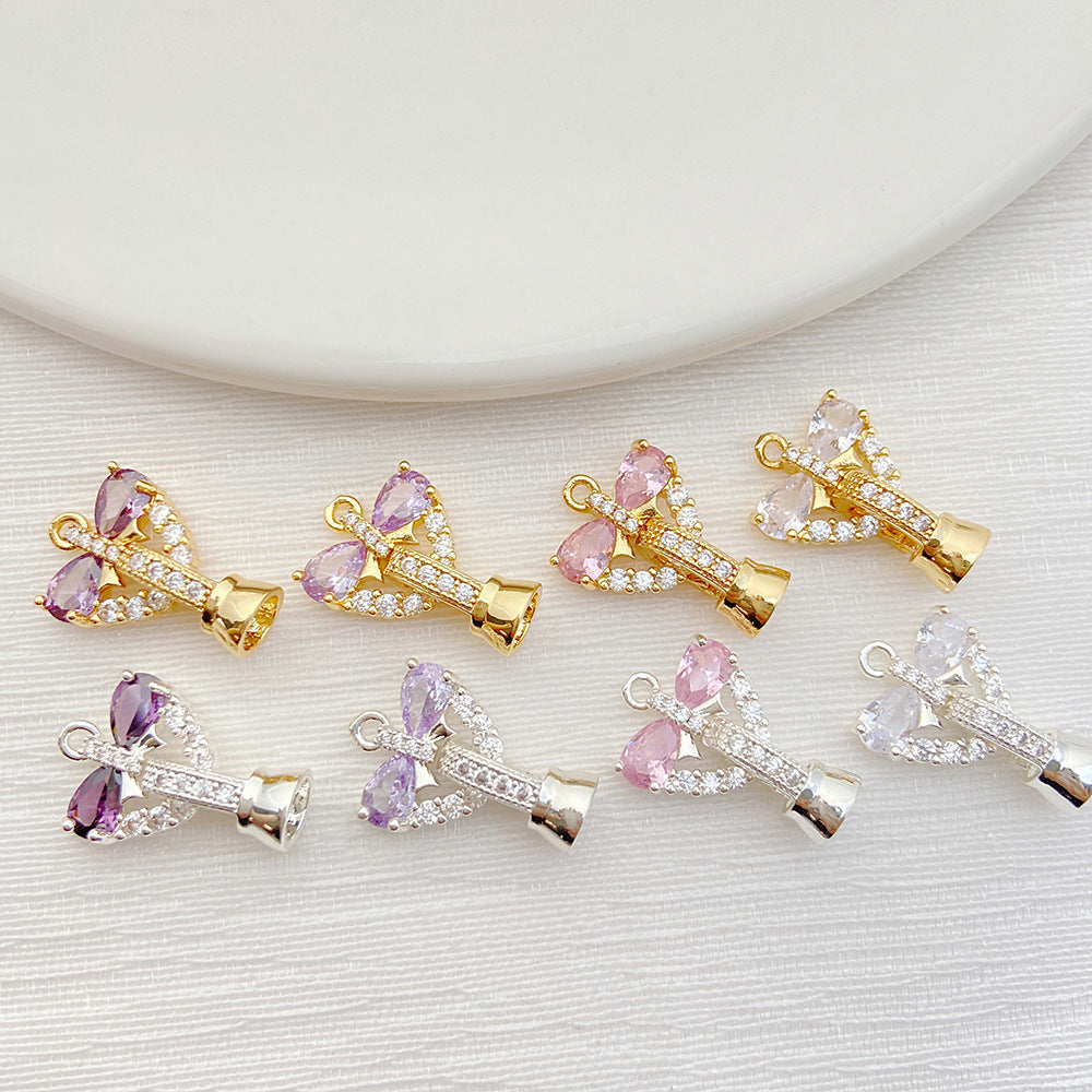 CZ-Set Bow Pearl Single Clasp