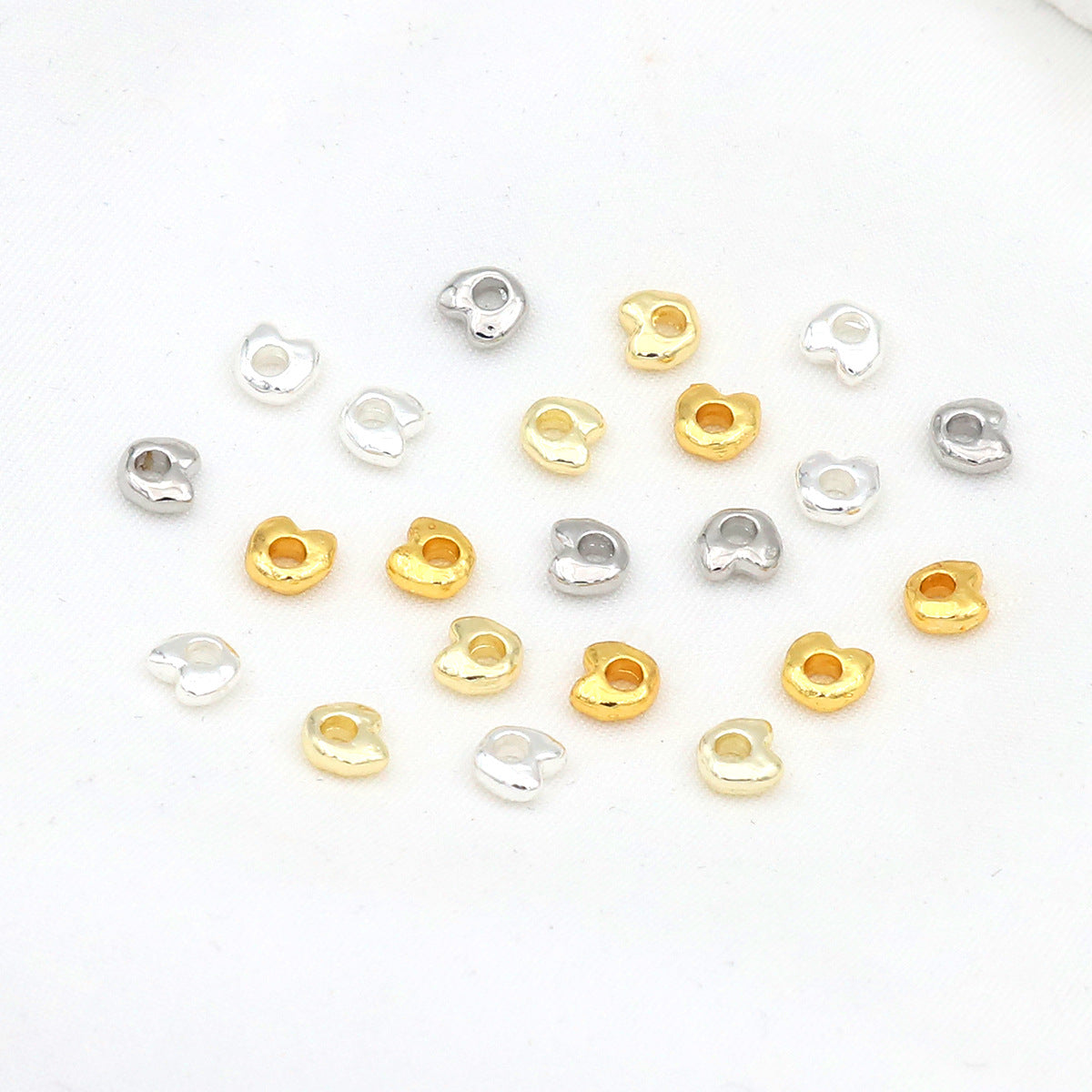 (100pcs)4mm Irregular Nugget & Silver-Tone Spacer Beads / Spacers
