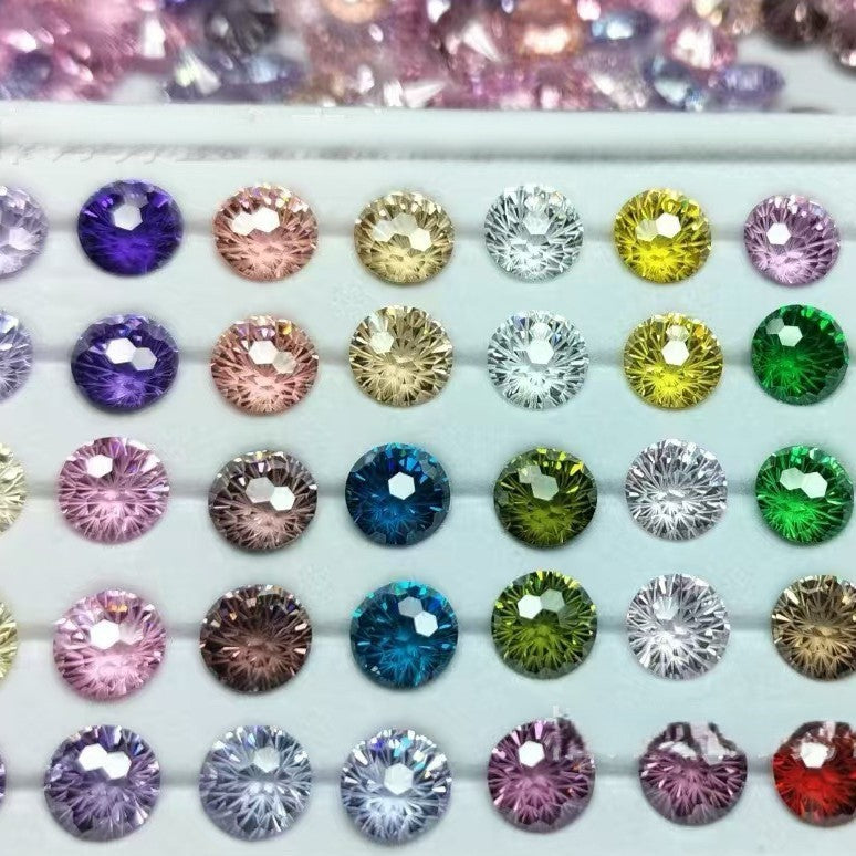 5A 5-10mm Round Firework Cut Loose CZ Stone - 2pcs