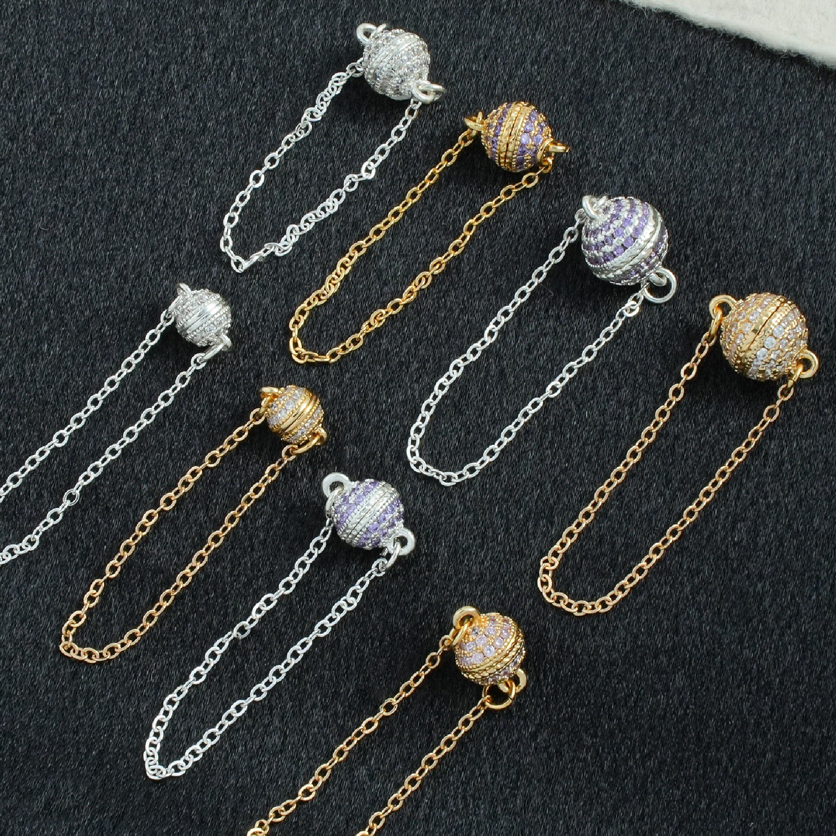 Crystal Ball Magnetic Clasp with Extension Chain