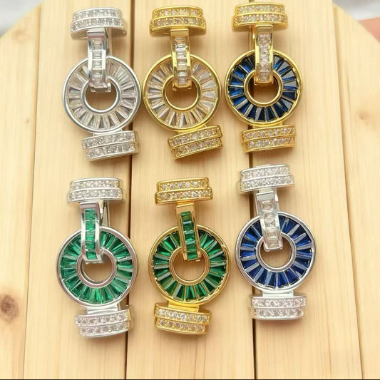 Paved Clasp with T-Square Colored Zirconia