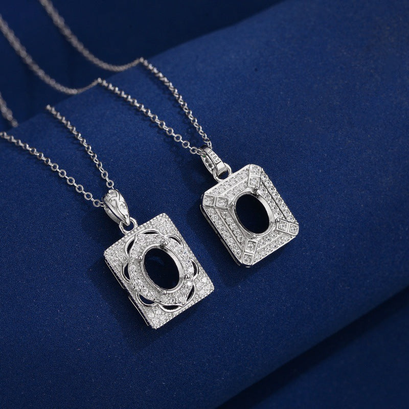 925 Sterling Silver Necklace Pendant Mount for 6x8mm Oval Gemstone