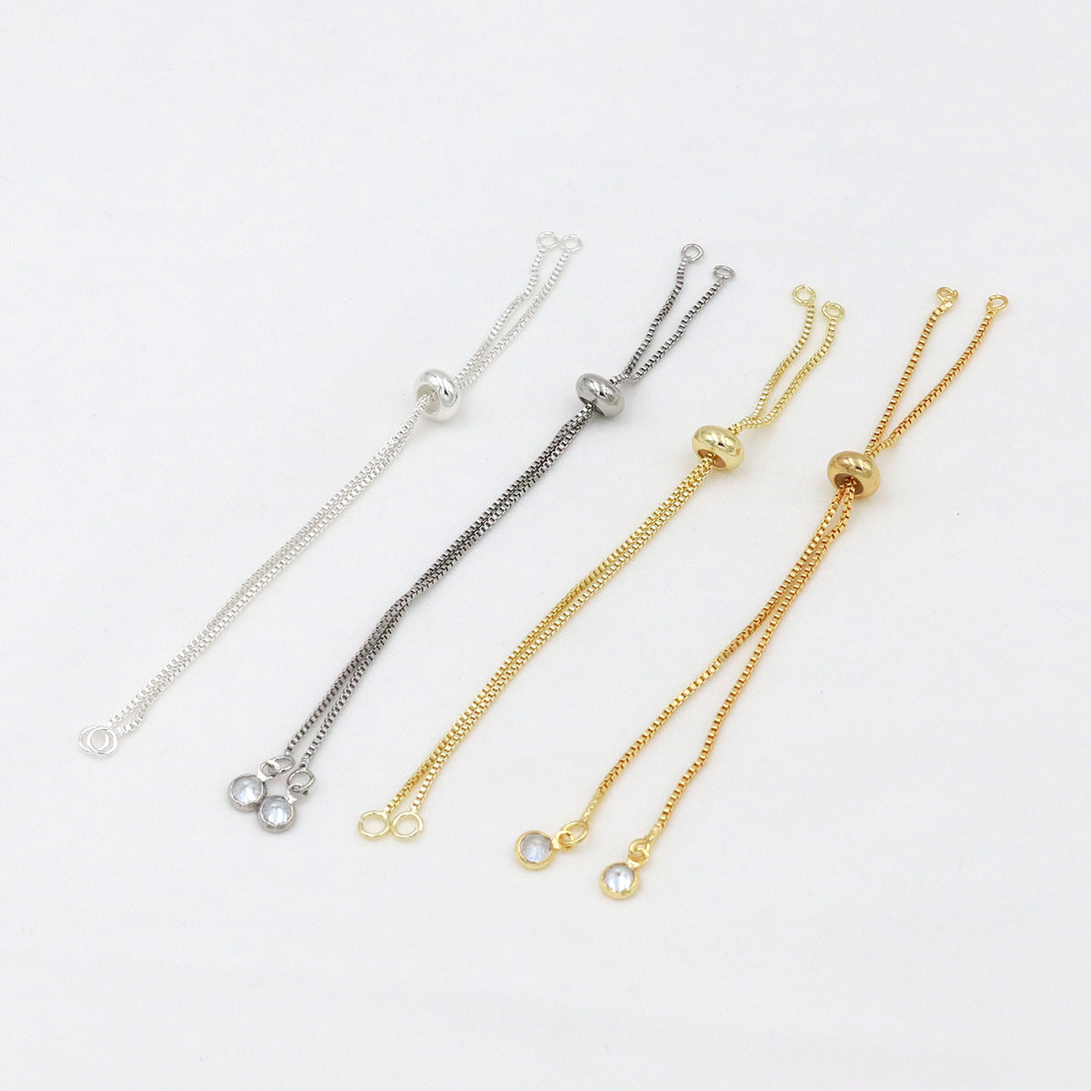 Adjustable Slider Chain With CZ Cubic Zirconia Ends