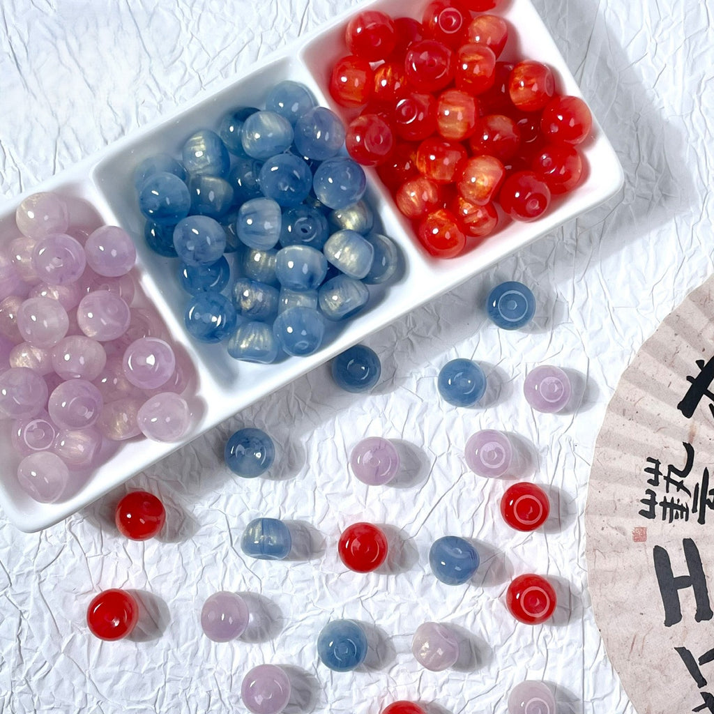 (50pcs)8x11mm Gilded Resin Apple Beads ¨C Gradient Paint Effect