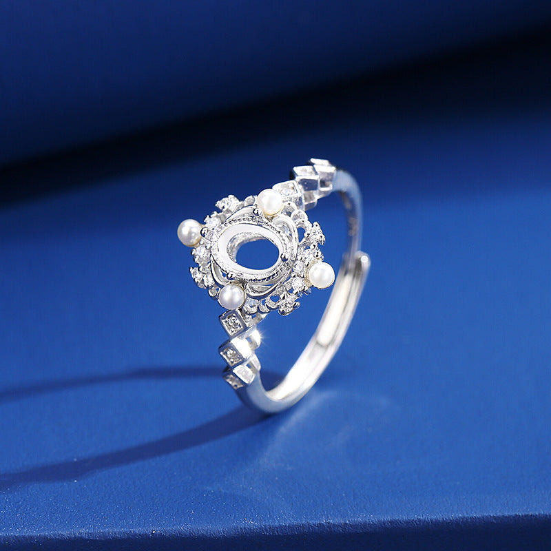 925 Sterling Silver Ring Mount for 4x6mm Oval Diamond