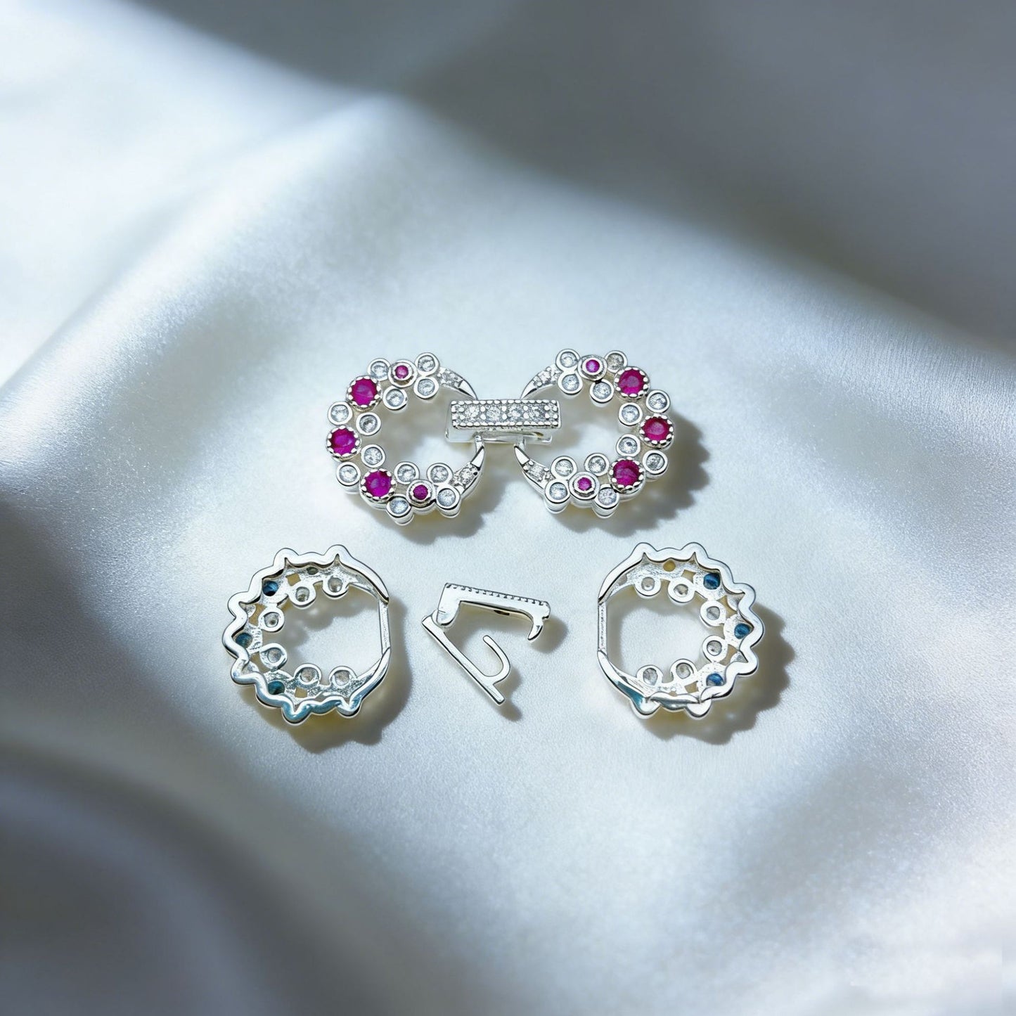 Plated Infinity Shape Clasp with Zirconia