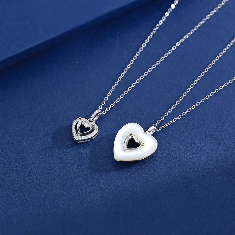 925 Sterling Silver Heart Pendant Mount for 6mm Heart Gemstone, DIY Necklace