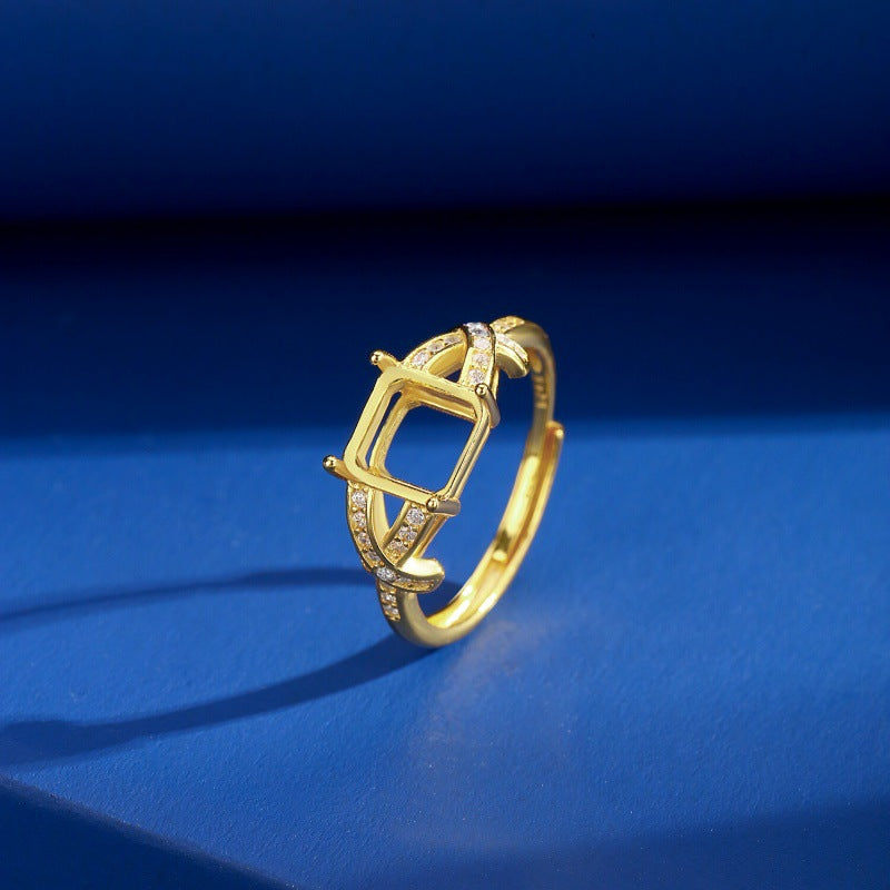 925 Sterling Silver Ring Mount for 7mm Square Gemstone