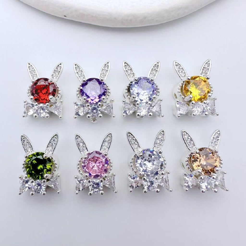 (2pcs)13.5*9.5mm Rabbite Rose Cut Zircon Spacer