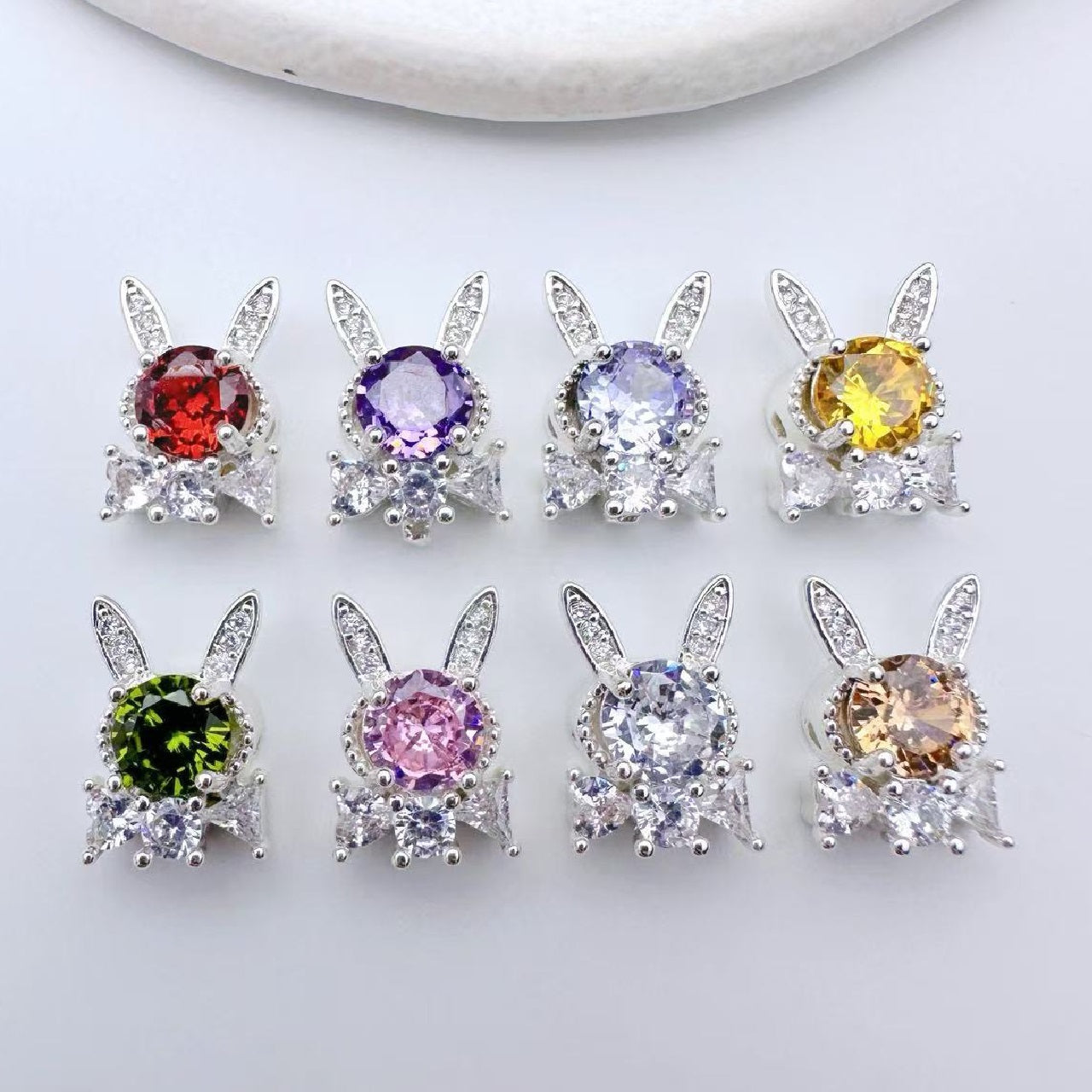 (2pcs)13.5*9.5mm Rabbite Rose Cut Zircon Spacer