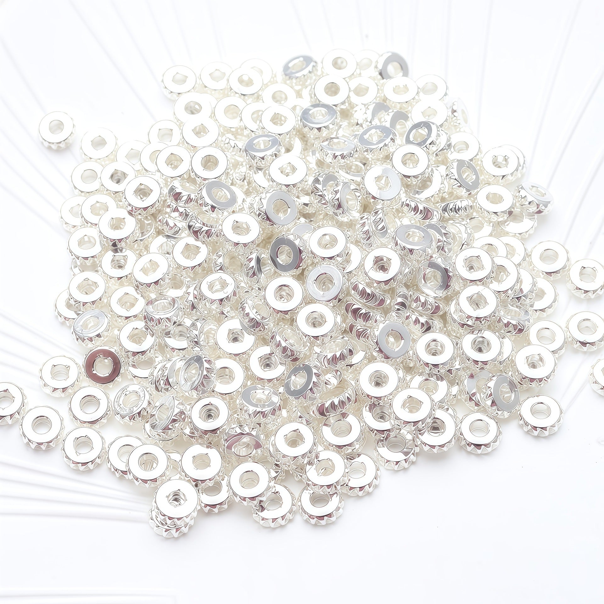 Wheel Shape Textured Spacer Beads