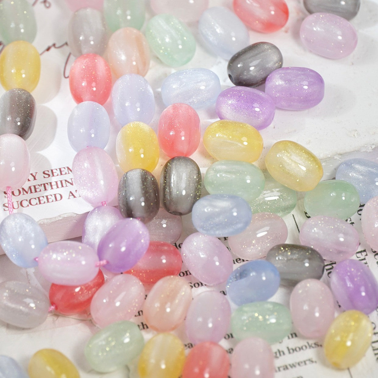 (50pcs)8x11mm Light & Temperature-Sensitive Resin Oval Beads