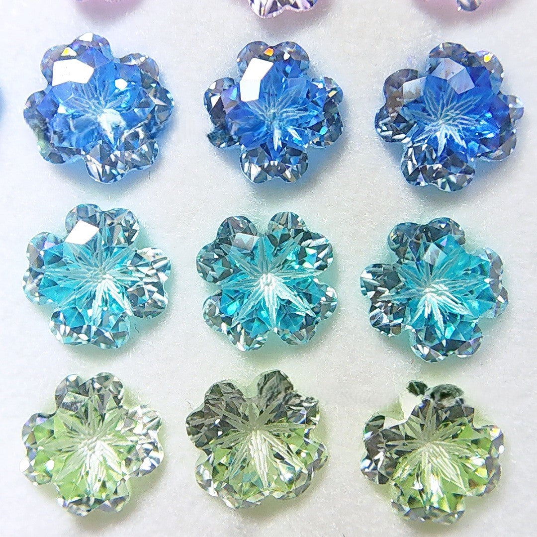 5A 6mm Lucky Clover Sandwich Coated Loose CZ Stone - 2pcs