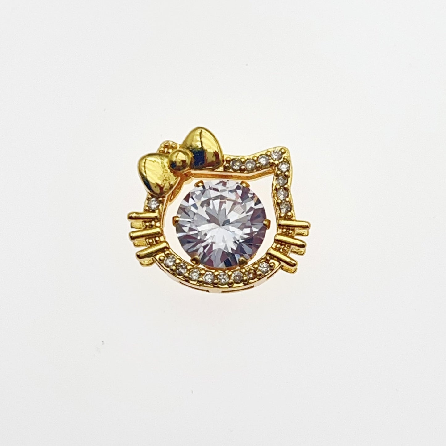 CZ-Set Hollow Cat Head Bead Cap