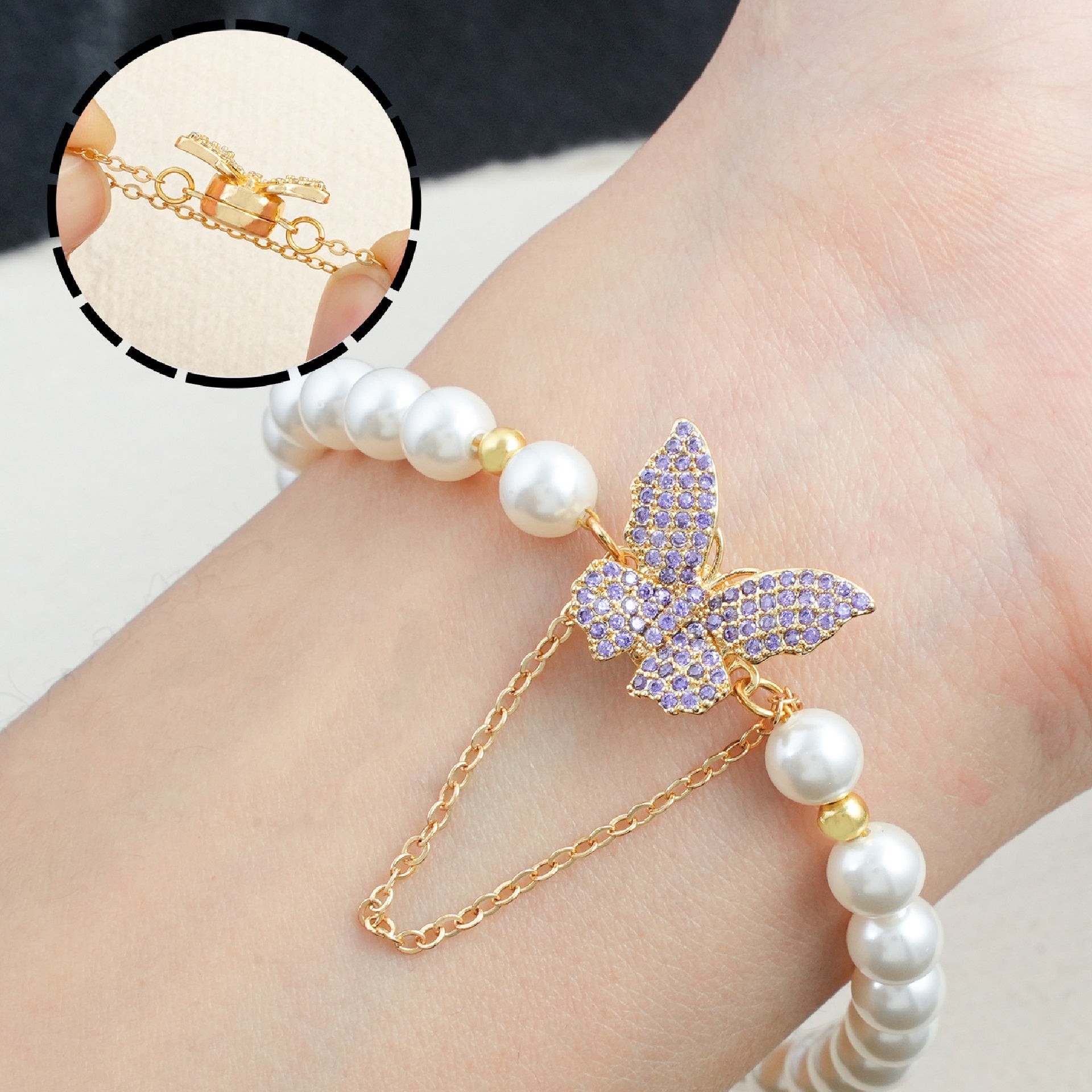 Butterfly Magnetic Clasp Set with Extension Chain
