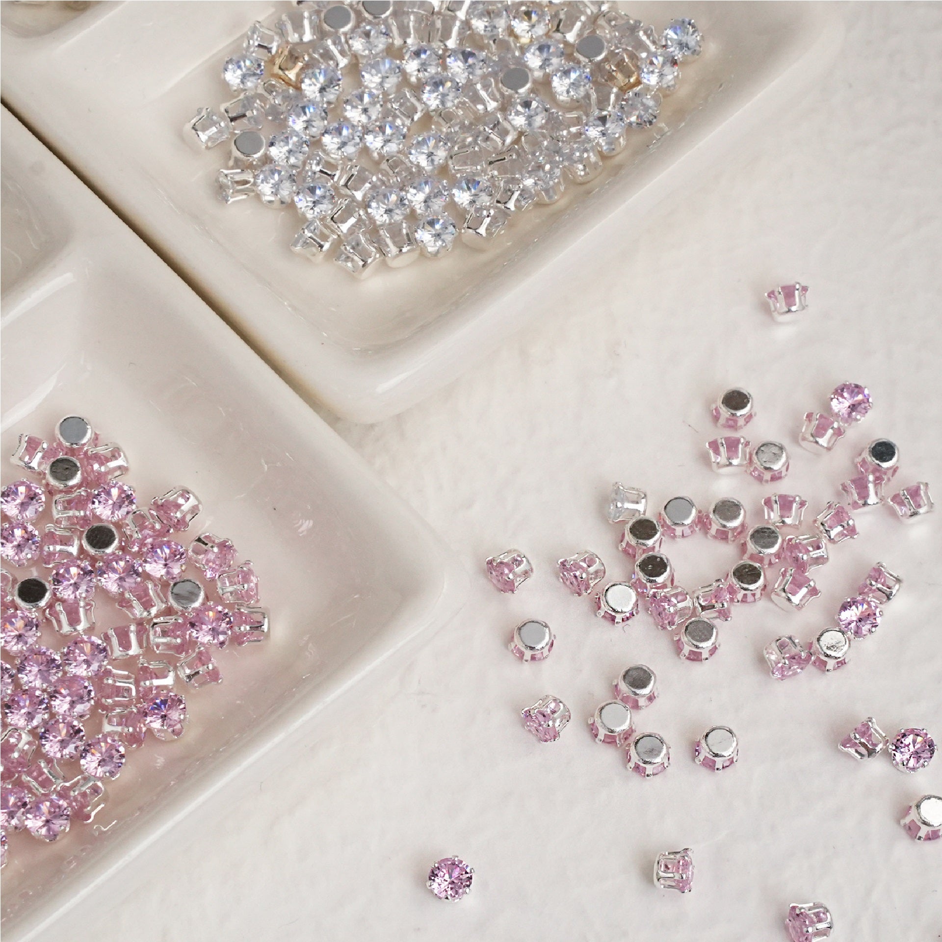 (100pcs)3MM Round Prong-Set CZ