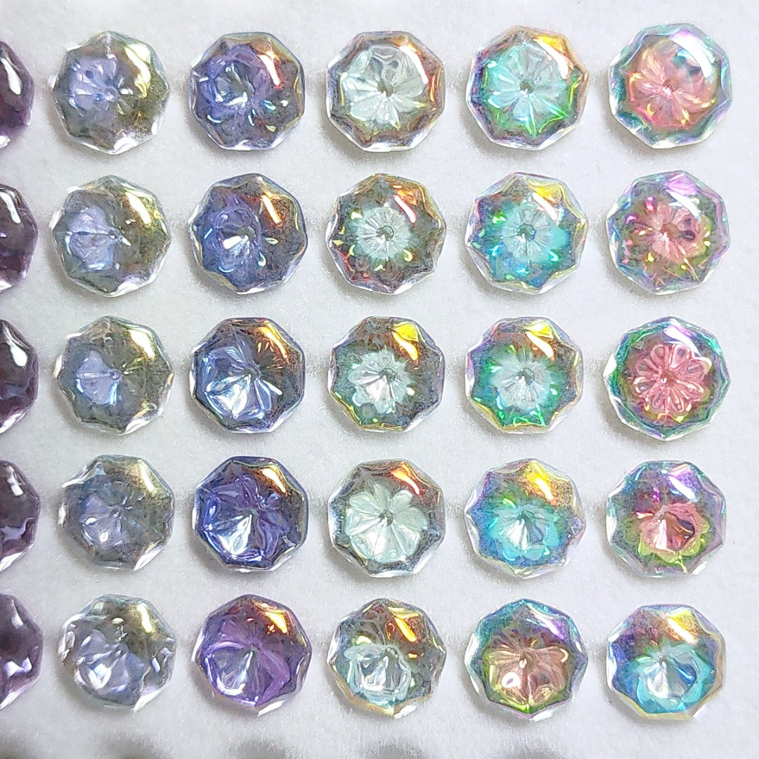 5A 6-8mm Octagonal Coated "Water Baby" Loose CZ Stone - 2pcs