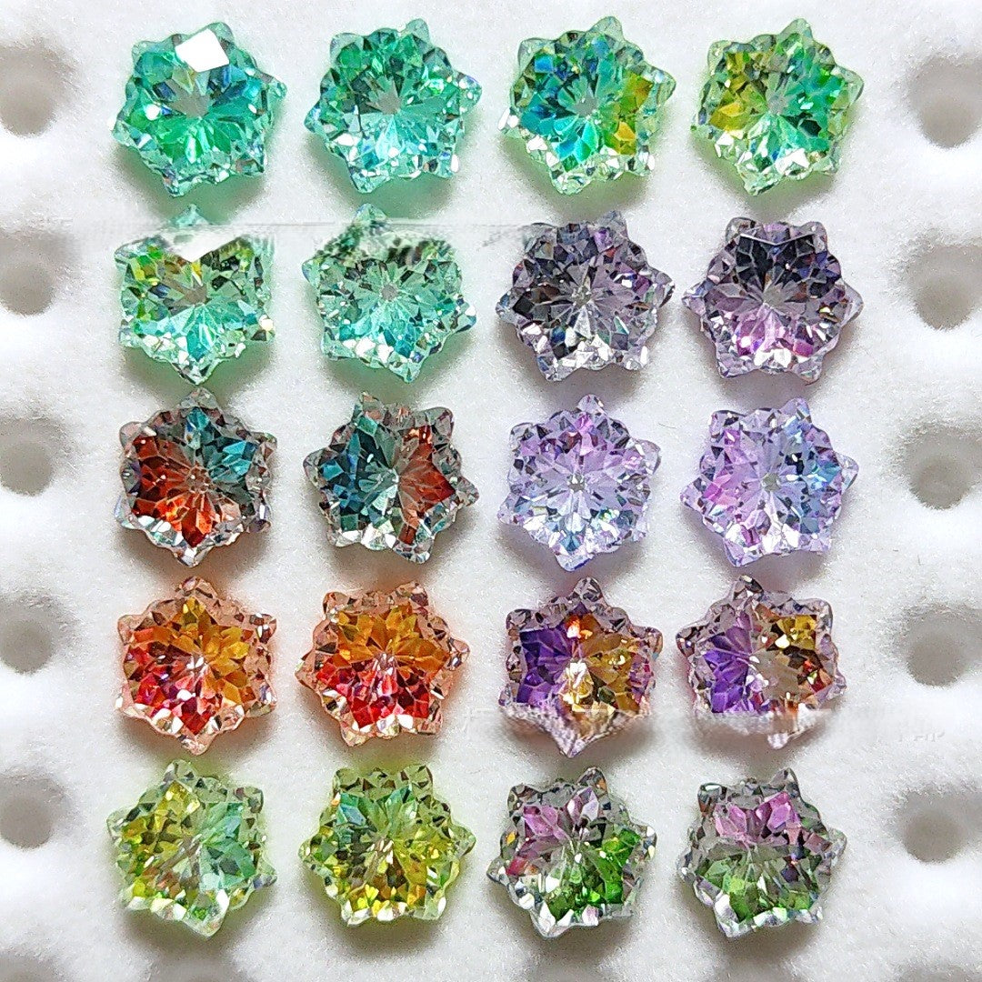 5A 6mm Hexagram Christmas Snowflake Cut Loose CZ Stone - 2pcs