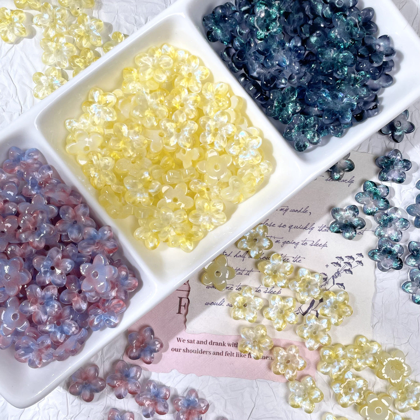 (50pcs)10mm Five-Leaf Flower Glass Petals