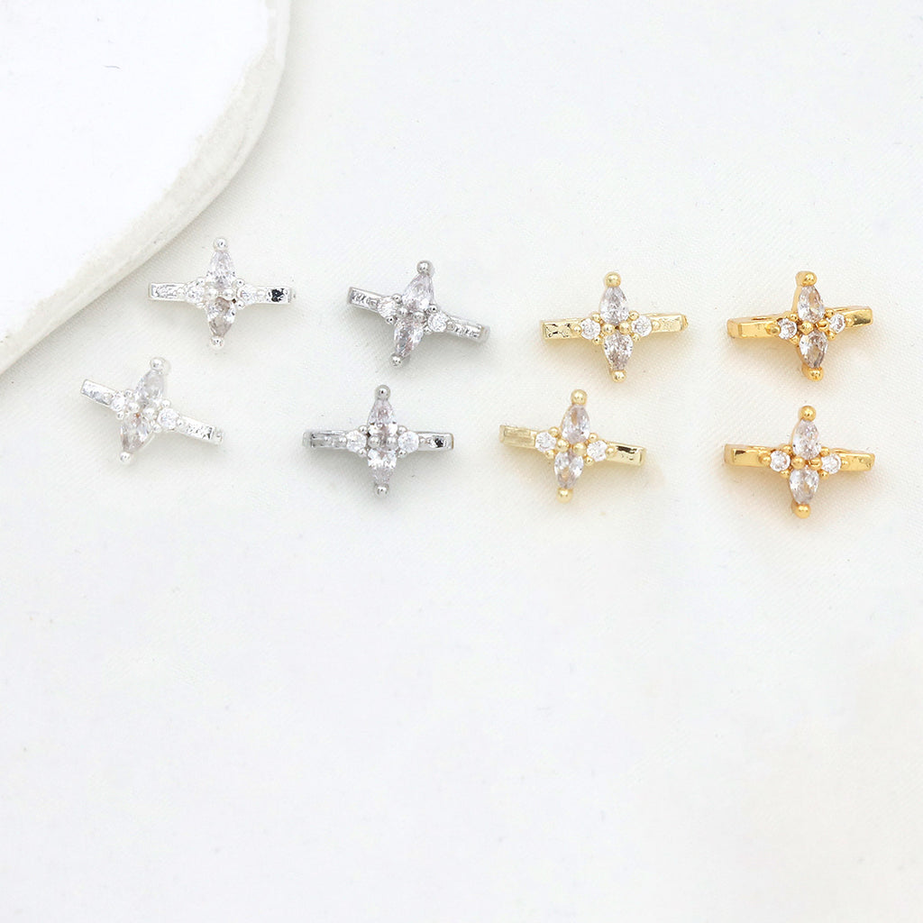 (10pcs)Flower Zircon DIY Double-Row Spacers
