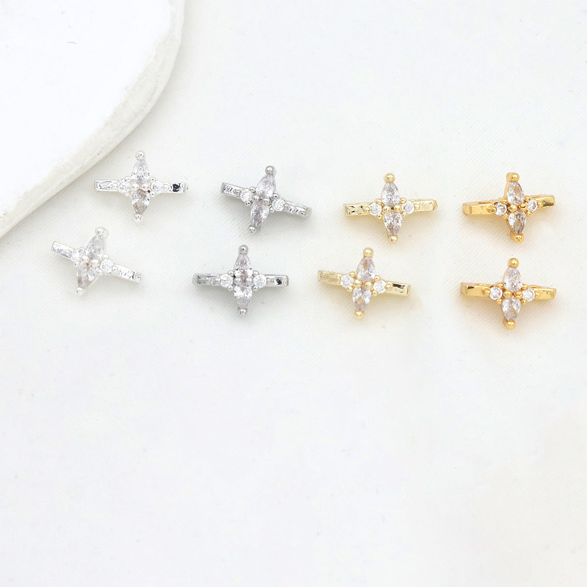 (10pcs)Flower Zircon DIY Double-Row Spacers