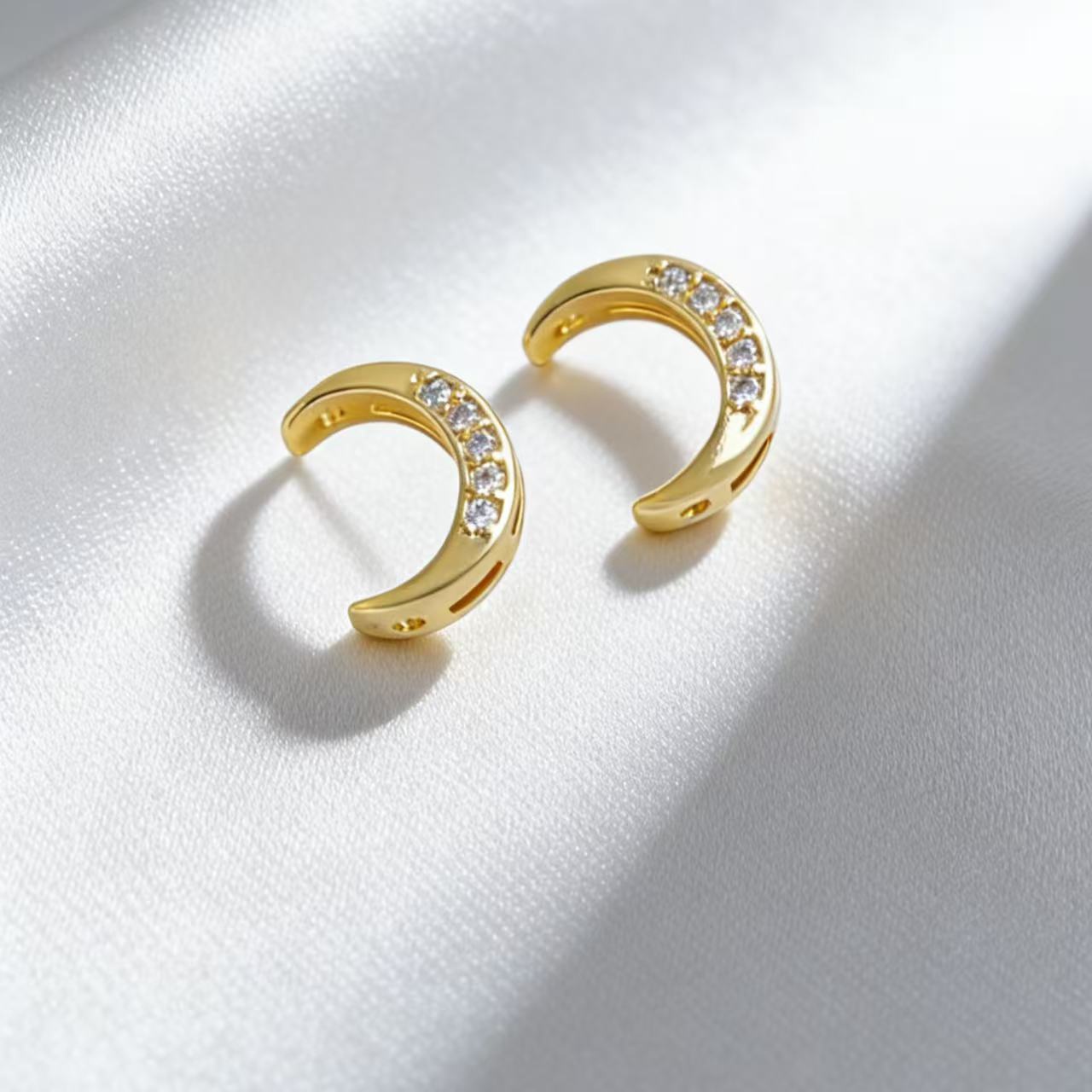10pcs CZ Moon Spacer Beads