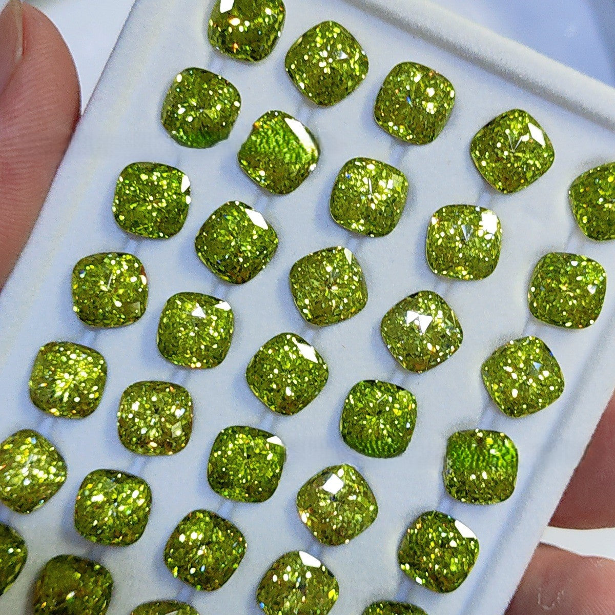 5A 8mm Pave Square Foil-Back Loose CZ Stone - 2pcs