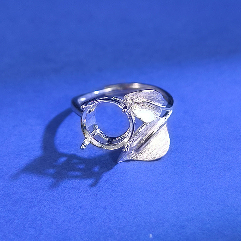 925 Sterling Silver Ring Mount for 10mm Round Gemstone, Brushed Finish