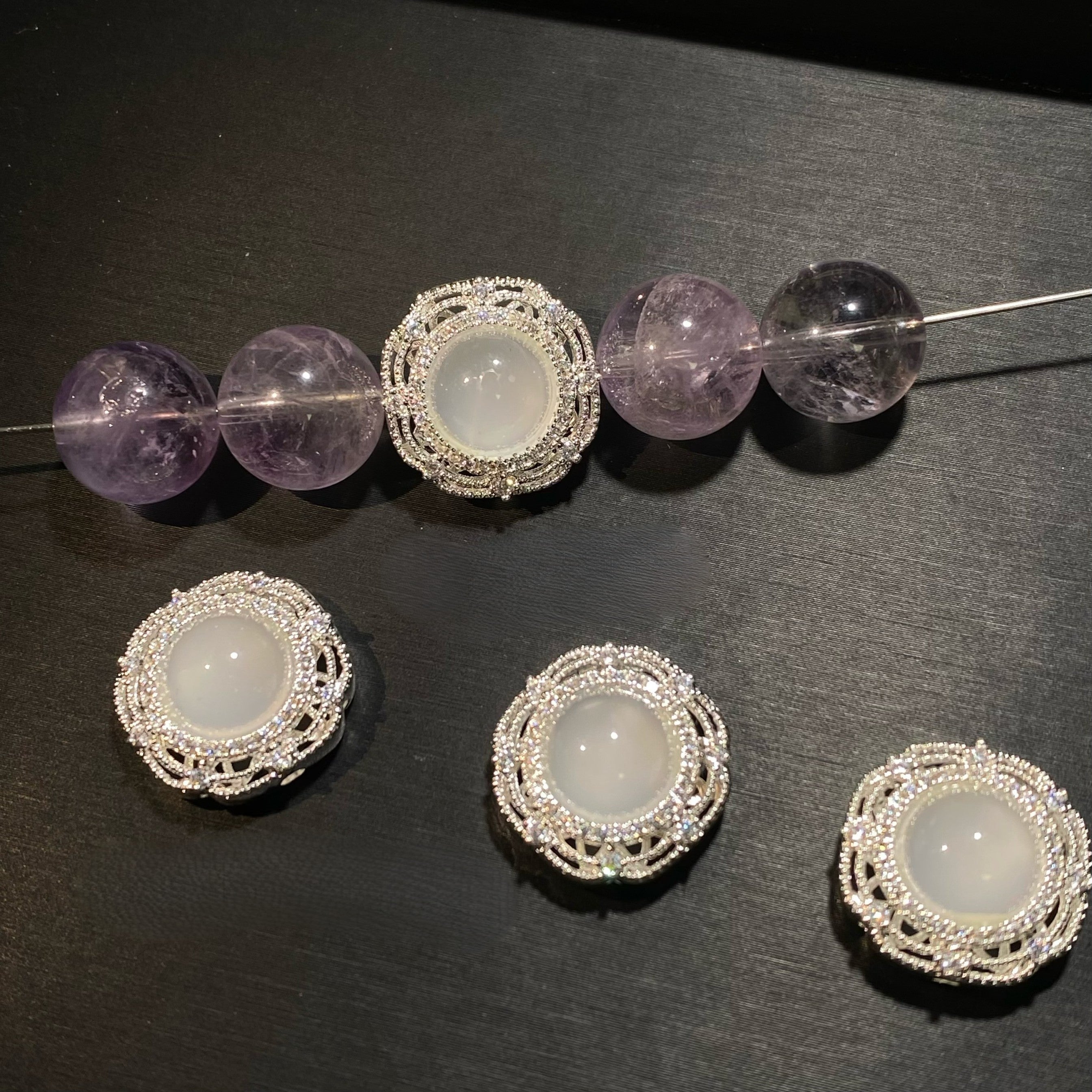 CZ Delicate Glass Bead Cap / Spacer