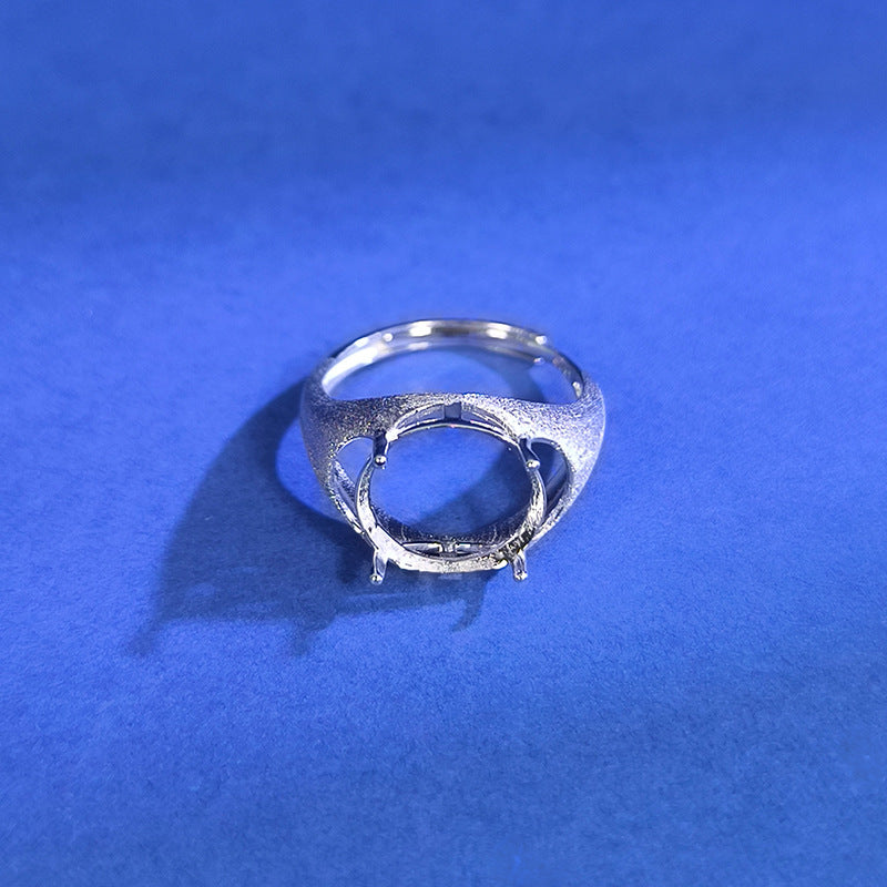 925 Sterling Silver Ring Mount for 12mm Round Gemstone, Classic Brushed Finish Luxury DIY
