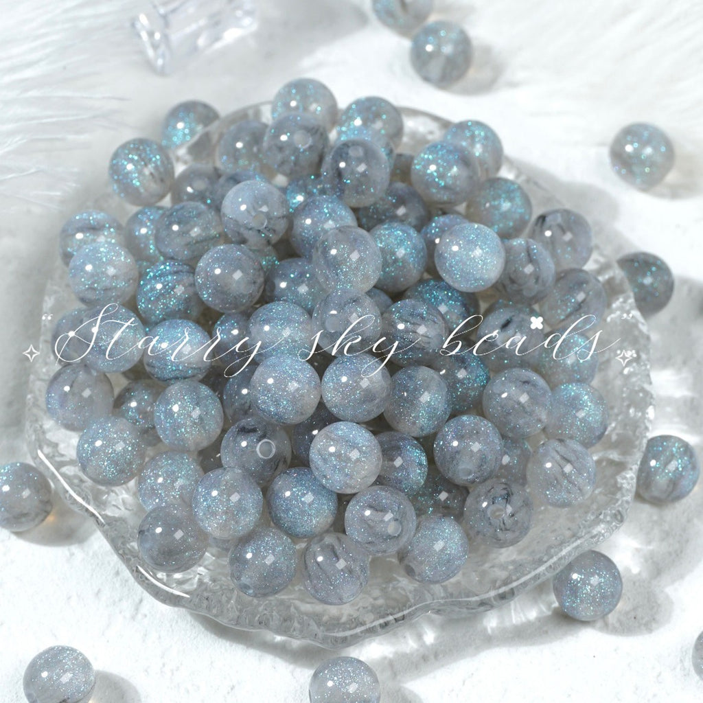 (50pcs)6/8/10/12/16/20mm Starry Mermaid Iridescent Resin Round Beads