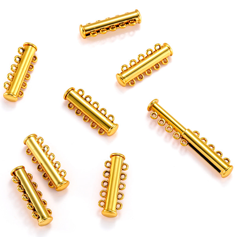 Multi-Strand Magnetic Slide Tube Lock Jewelry Connectors-5pcs