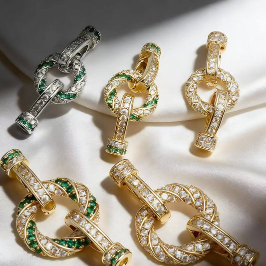 Plated Twisted Rope Clasp with Full Paved Diamonds