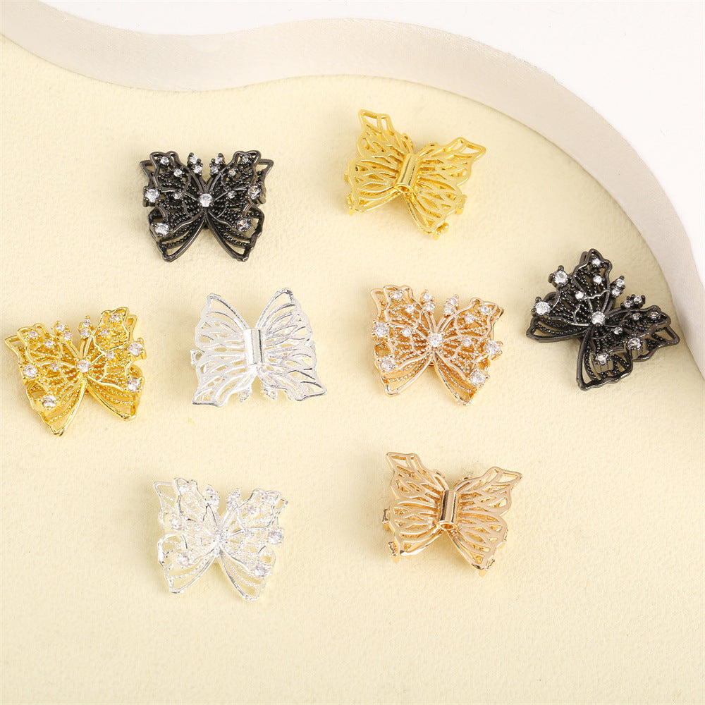(10pcs)3D Butterfly with Zircon Spacer