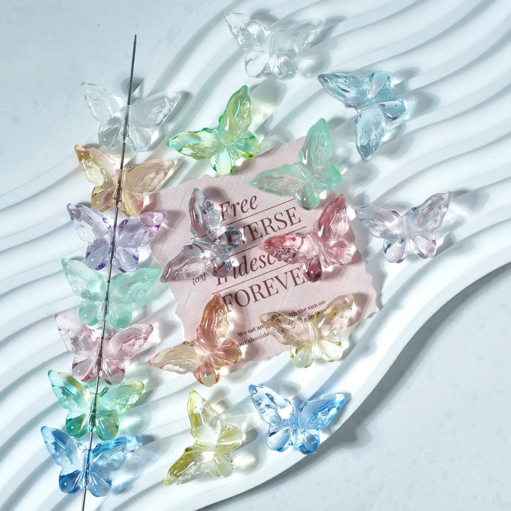 (50pcs)20x30mm Carved Glass Butterfly