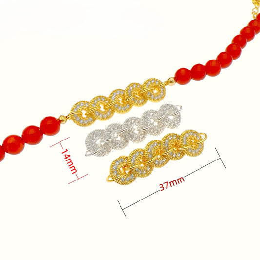 Antique Chinese Five Emperor Coin Pendant (Half Chain, Gold Plated)