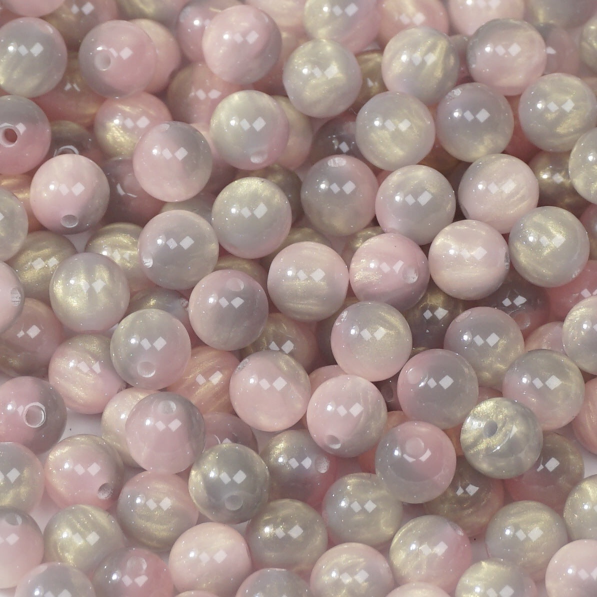 (50pcs)8/10/12/16MM Gilded Resin Beads- Oil-Painted Hues