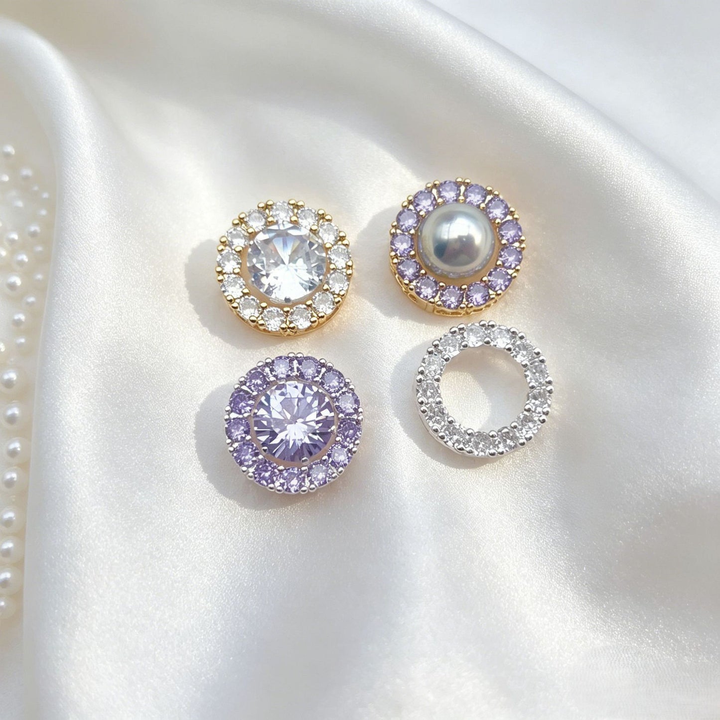 (2pcs)Gold-Plated 8mm Bead Frame / Bead Cap