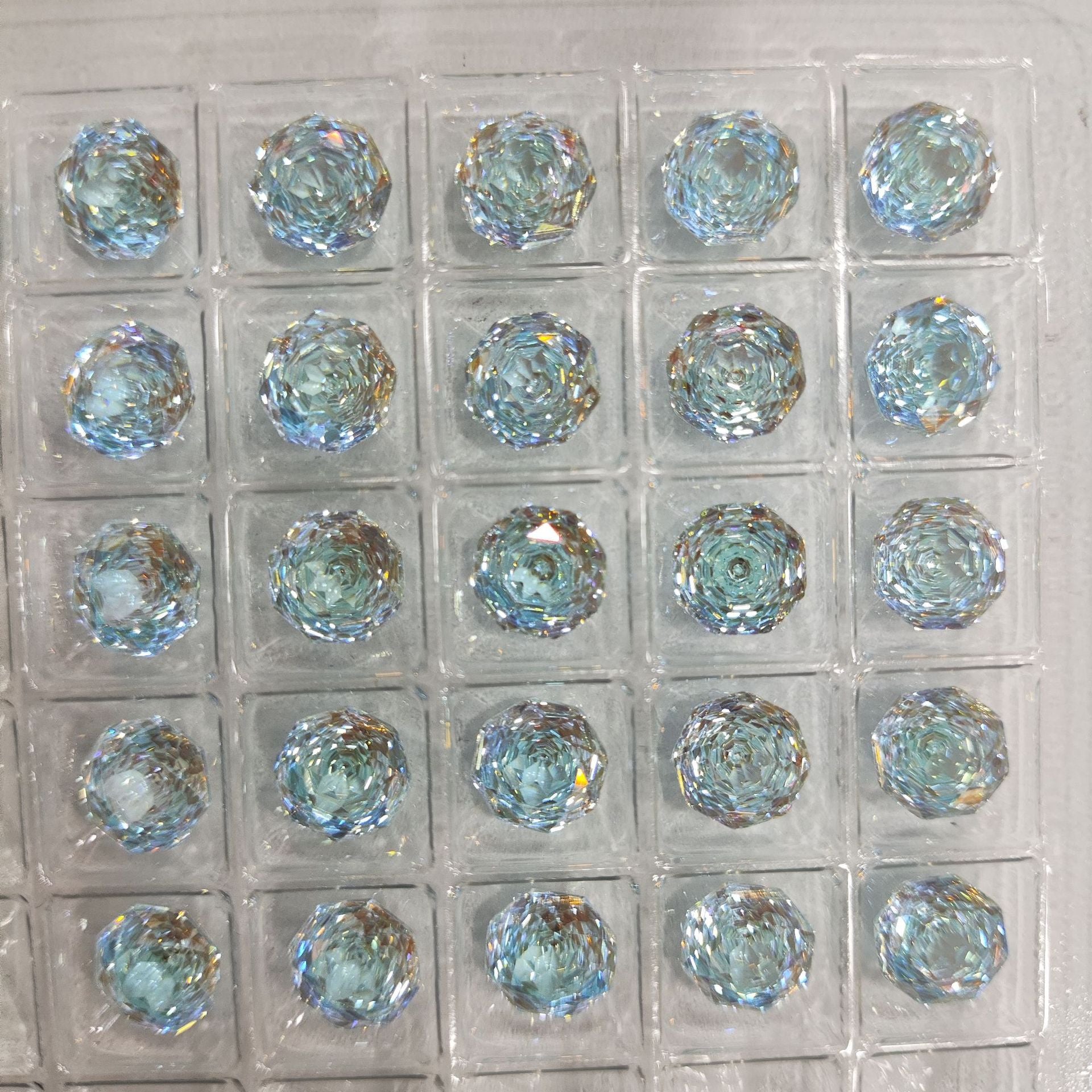 5A 6-8mm Octagonal Coated Sandwich Rose Cut Loose CZ Stone - 2pcs