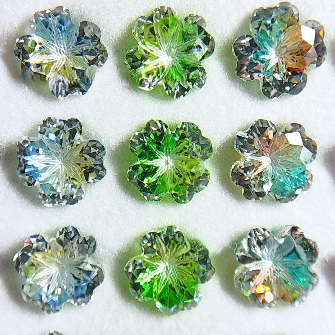 5A 6mm Lucky Clover Coated Loose CZ Stone - 2pcs