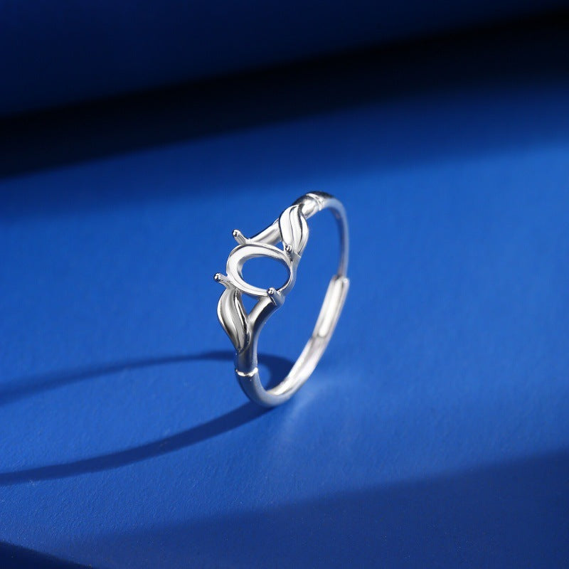925 Sterling Silver Ring Mount for 5x7mm Oval Gemstone, Unset Minimalist Luxury DIY
