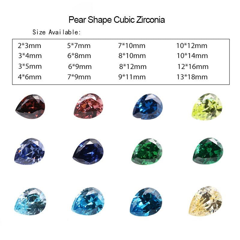 5A Pear Shape Loose CZ Stone - Bulk